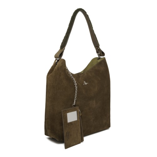 Olive Green Suede Shoulder Bag