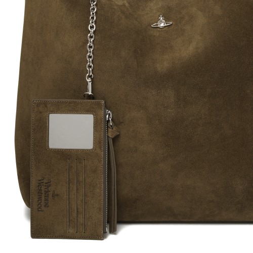Olive Green Suede Shoulder Bag
