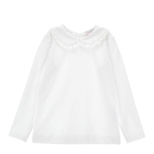 White Ruffled Collar Top.