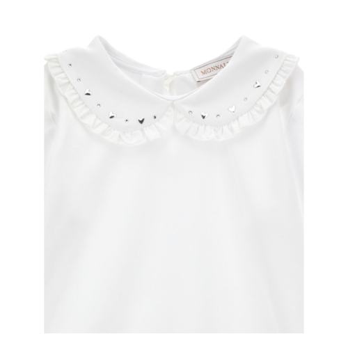 White Ruffled Collar Top.
