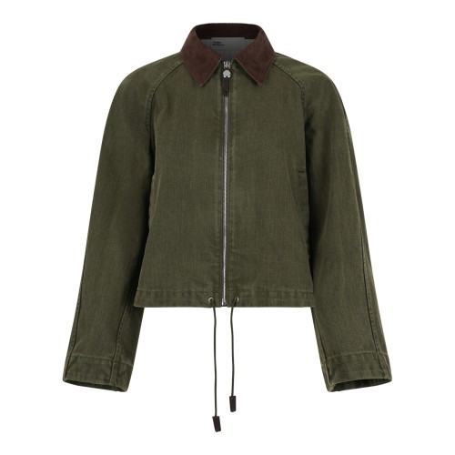 Olive Green Cropped Jacket.