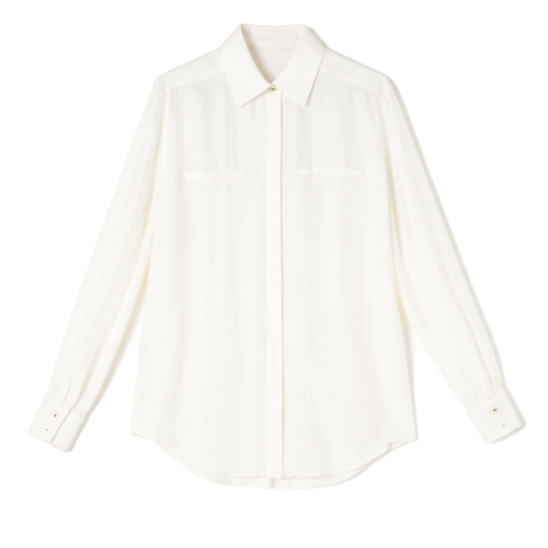 White Long-Sleeve Shirt.