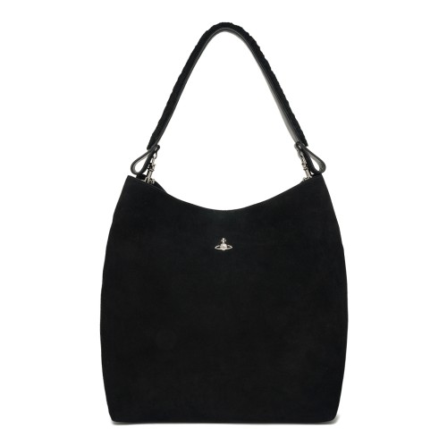 Black Suede Shoulder Bag.