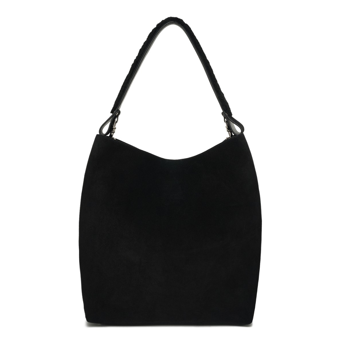 Black Suede Shoulder Bag.
