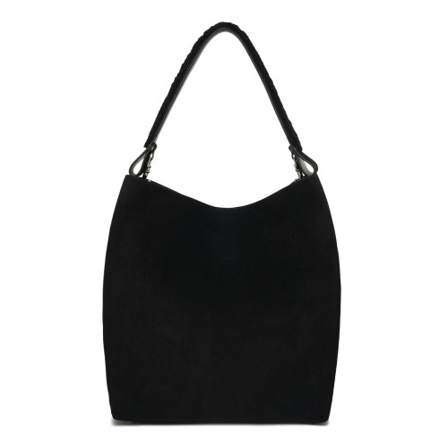 Black Suede Shoulder Bag.