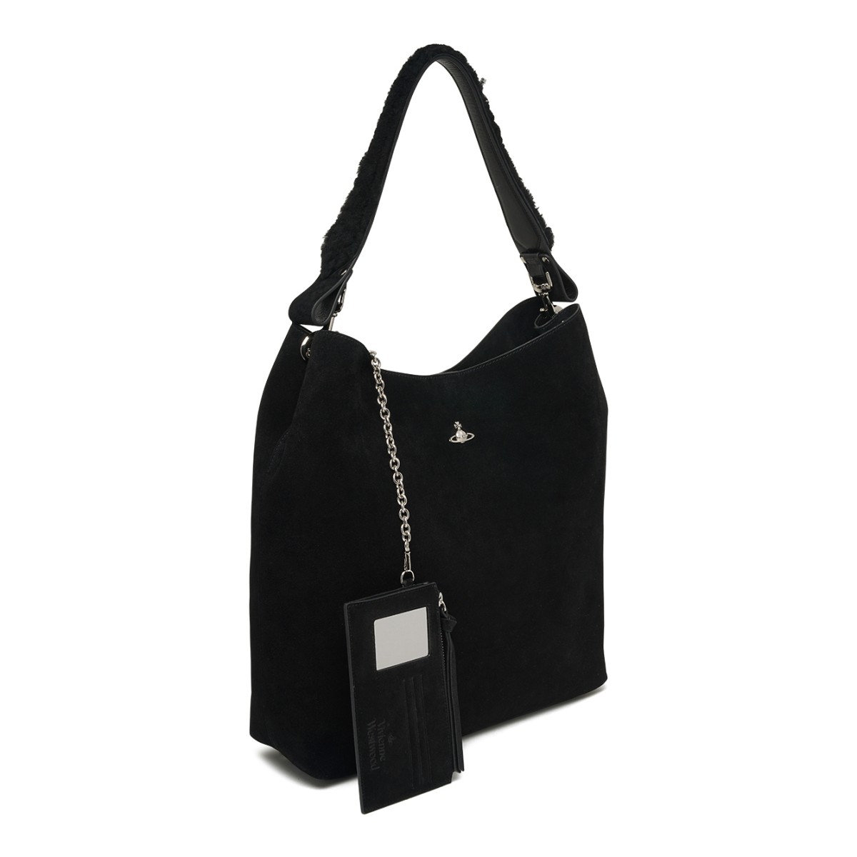 Black Suede Shoulder Bag.
