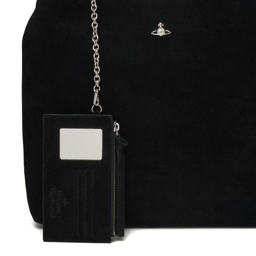 Black Suede Shoulder Bag.