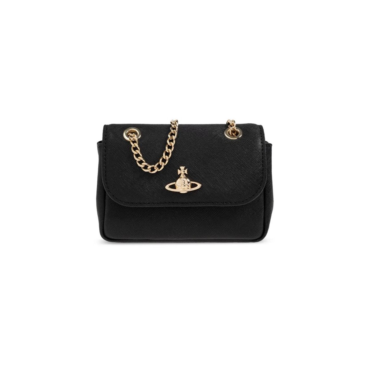 Black Leather Shoulder Bag.