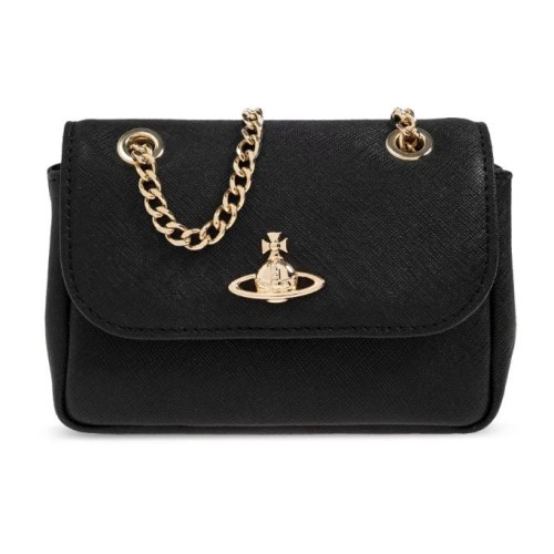 Black Leather Shoulder Bag.
