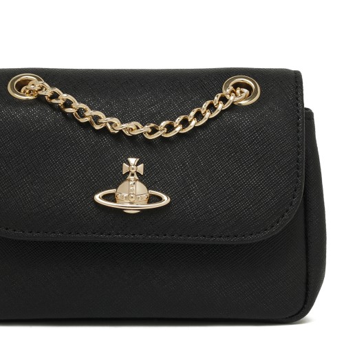 Black Leather Shoulder Bag.