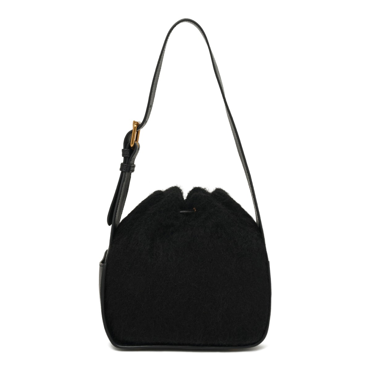 Black Drawstring Shoulder Bag.