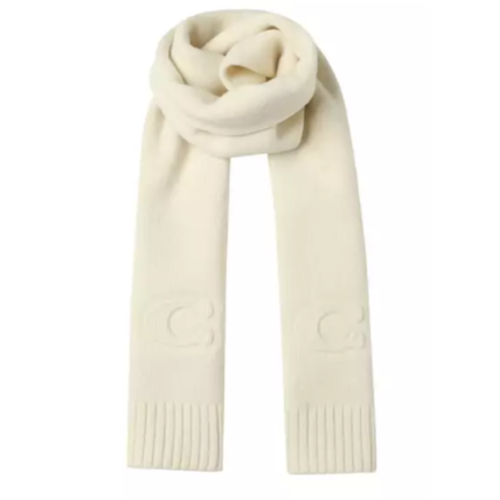 White Signature Knit Scarf