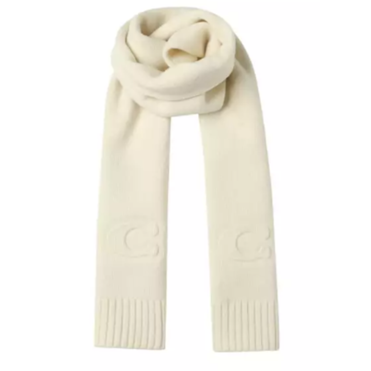White Signature Knit Scarf