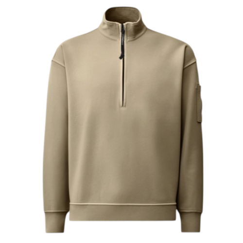 Brushed and Emerized Diagonal Fleece Mixed Boxy Lens Half-Zip Sweatshirt