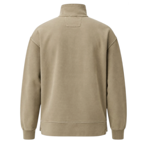 Brushed and Emerized Diagonal Fleece Mixed Boxy Lens Half-Zip Sweatshirt 2