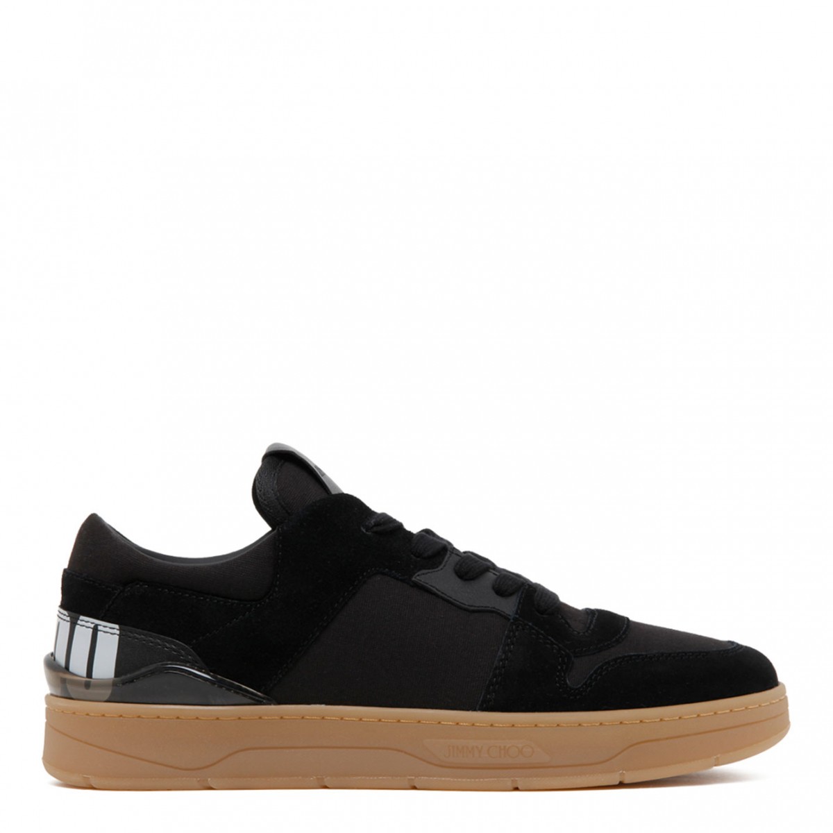 Jimmy Choo Black, Honey and Brown Calf Leather Florent Low-Top Sneakers.