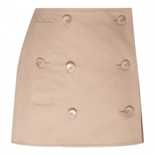 Sand Beige Cotton Mini Skirt