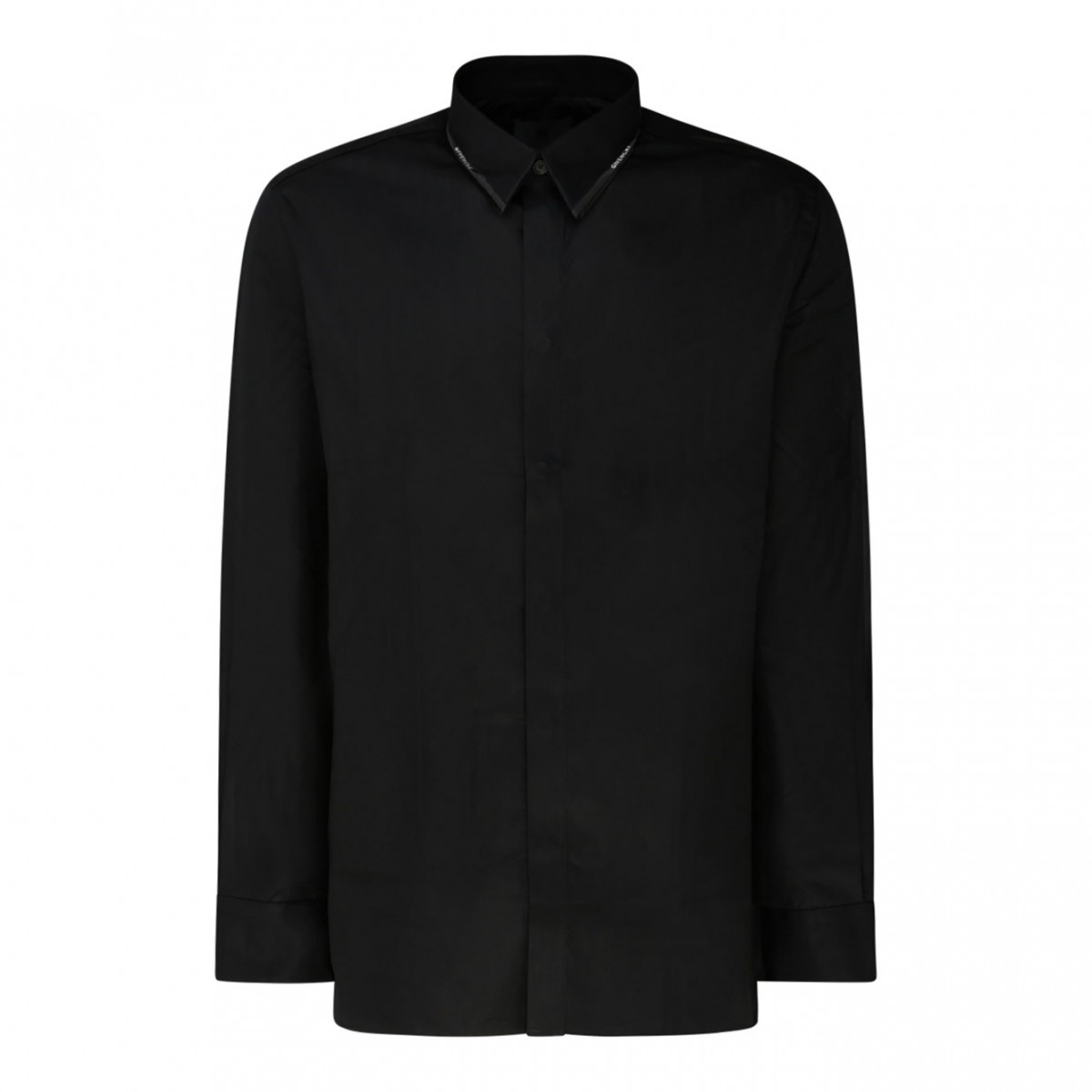 Black Cotton Collar Detail Shirt