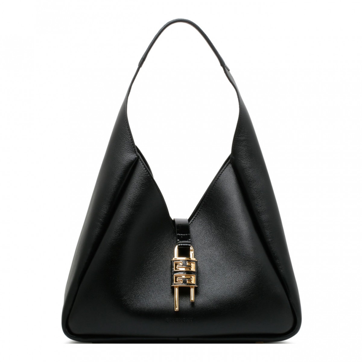 Black Calf Leather Medium G-Hobo Shoulder Bag