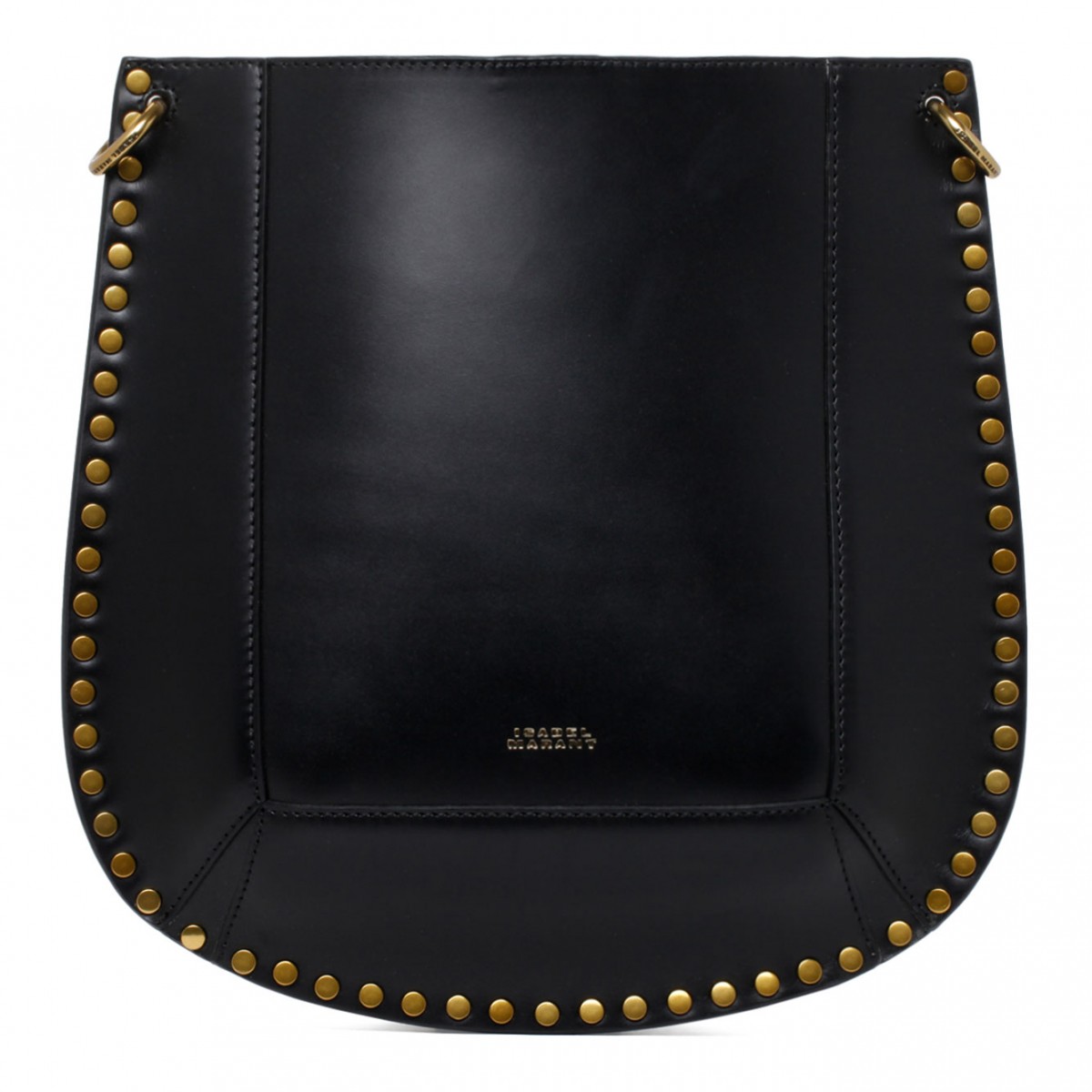 Black Calf Leather Oskan Studded Shoulder Bag