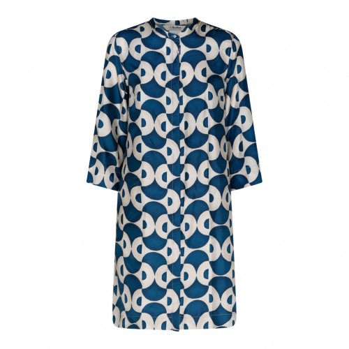 Blue Silk Printed Kaftan Dress
