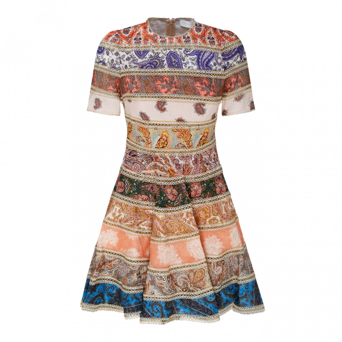 Multicolour Linen Devi Spliced Mini Dress