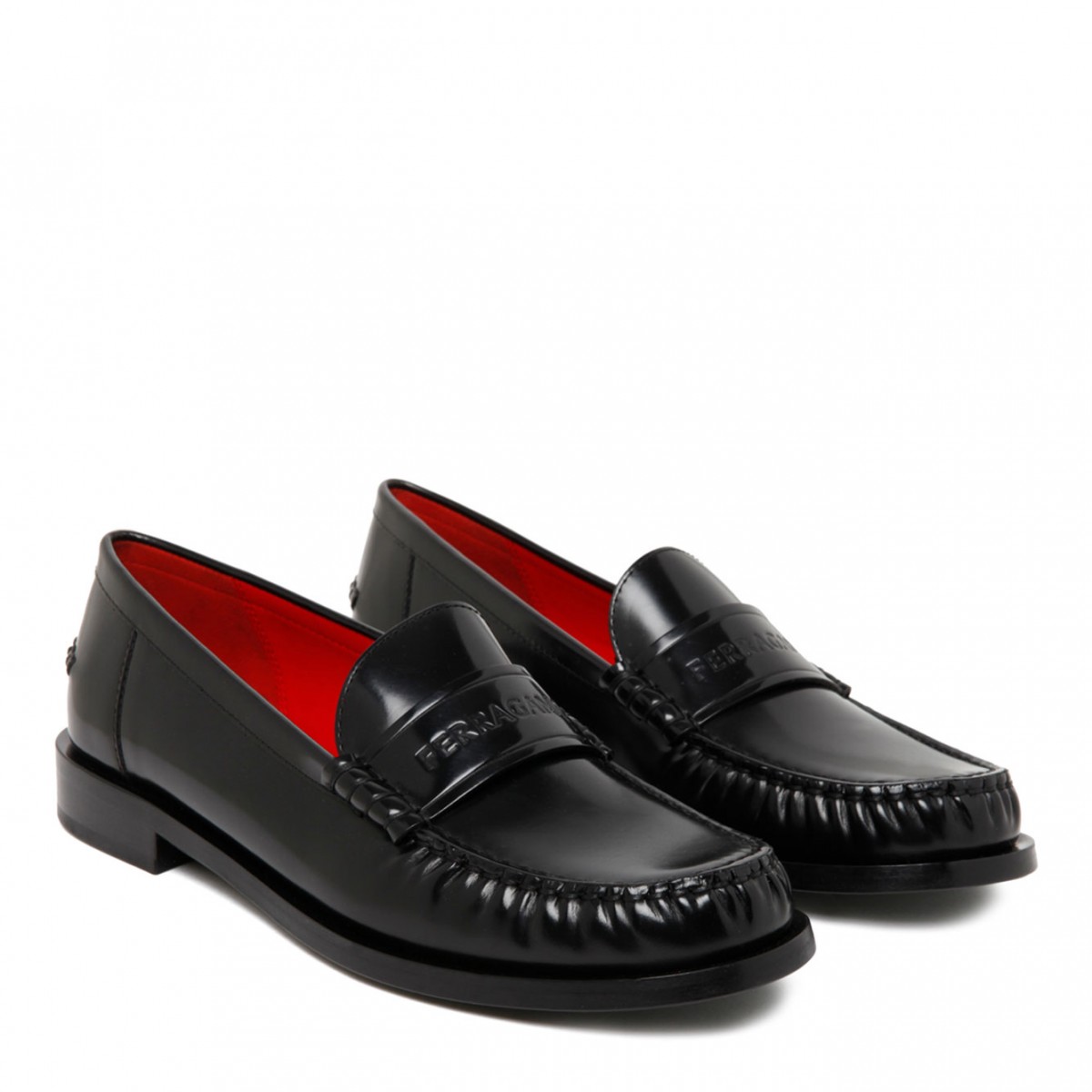 Black Calf Leather Debossed Logo Loafers| COLOGNESE 1882