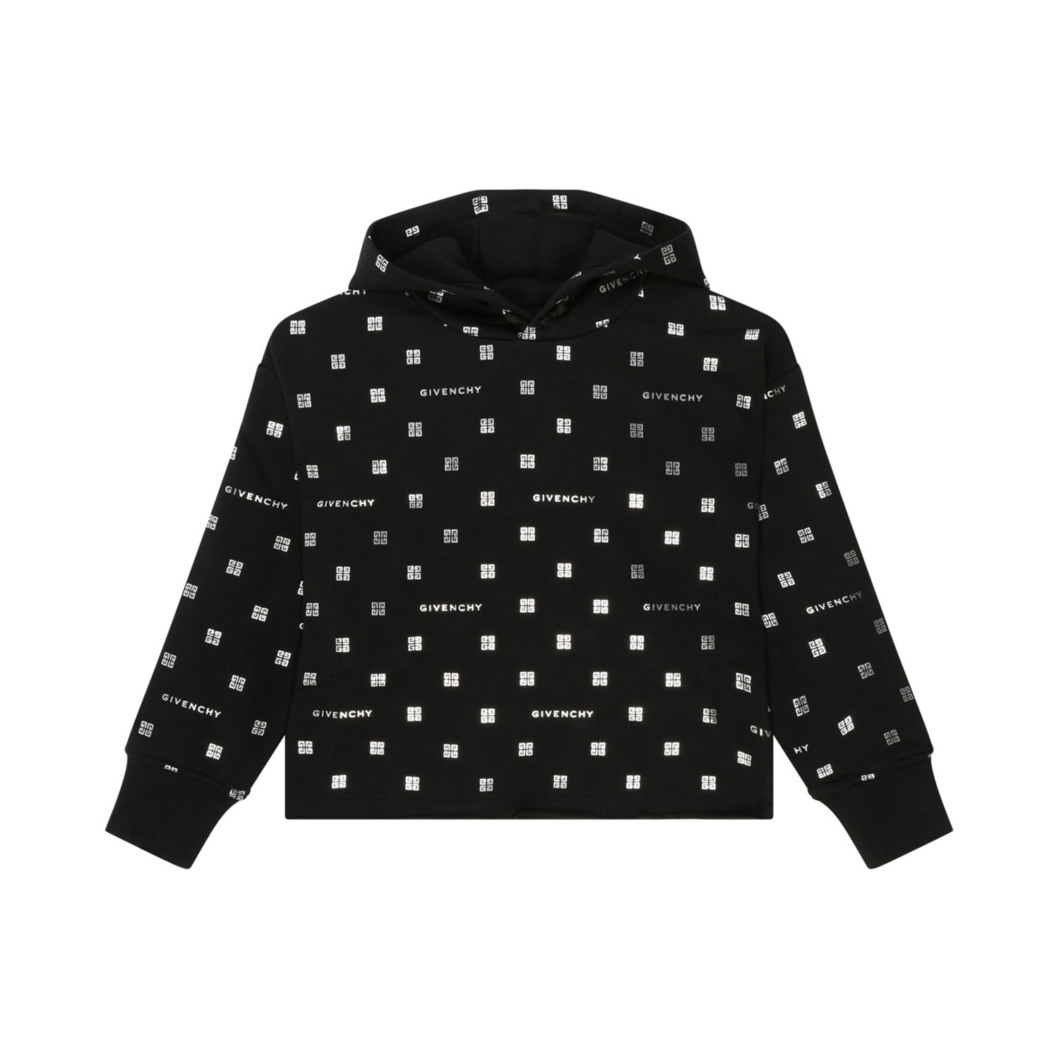 Logo cotton-blend jersey hoodie in green - Givenchy Kids
