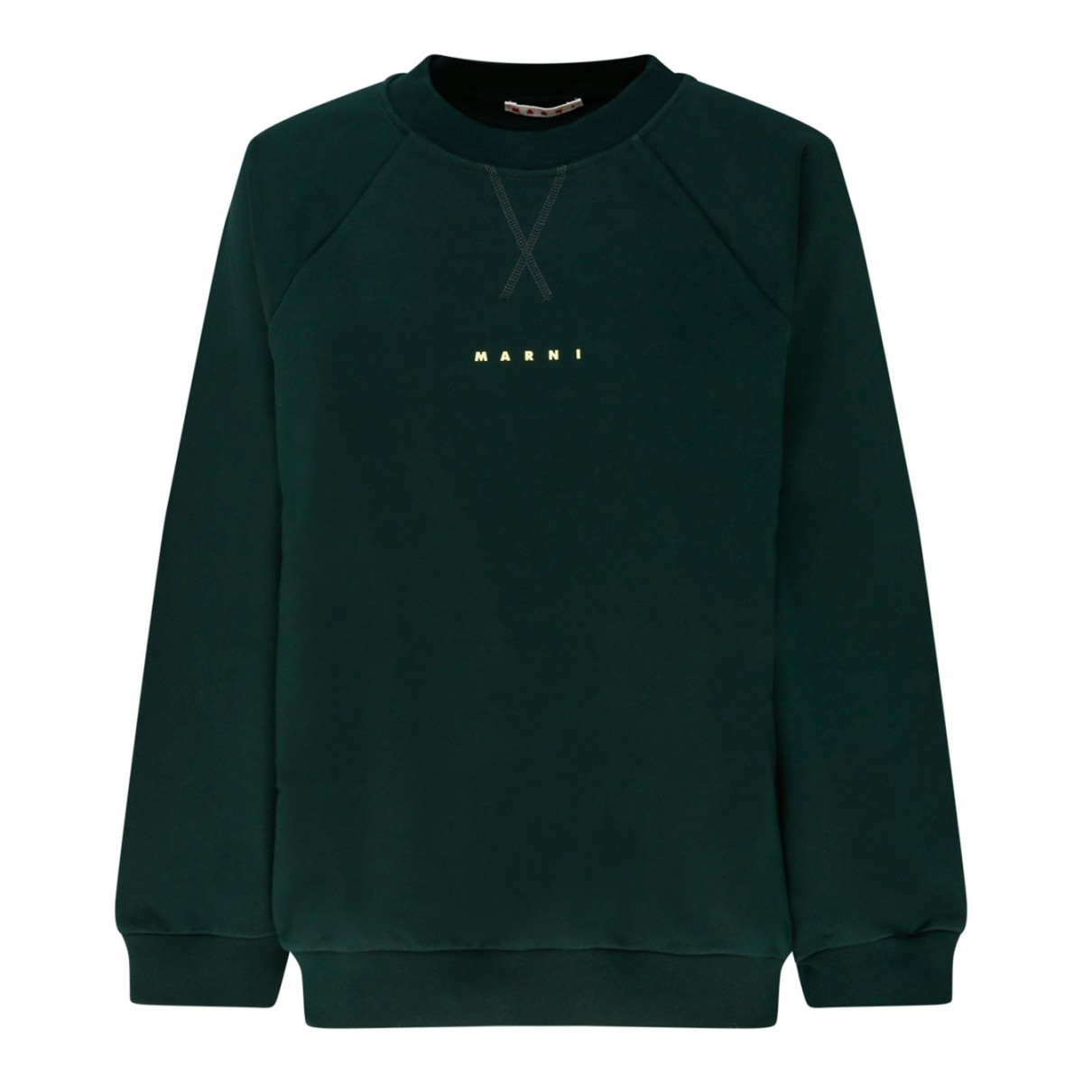 Dark Green Cotton Logo Print Sweatshirt
