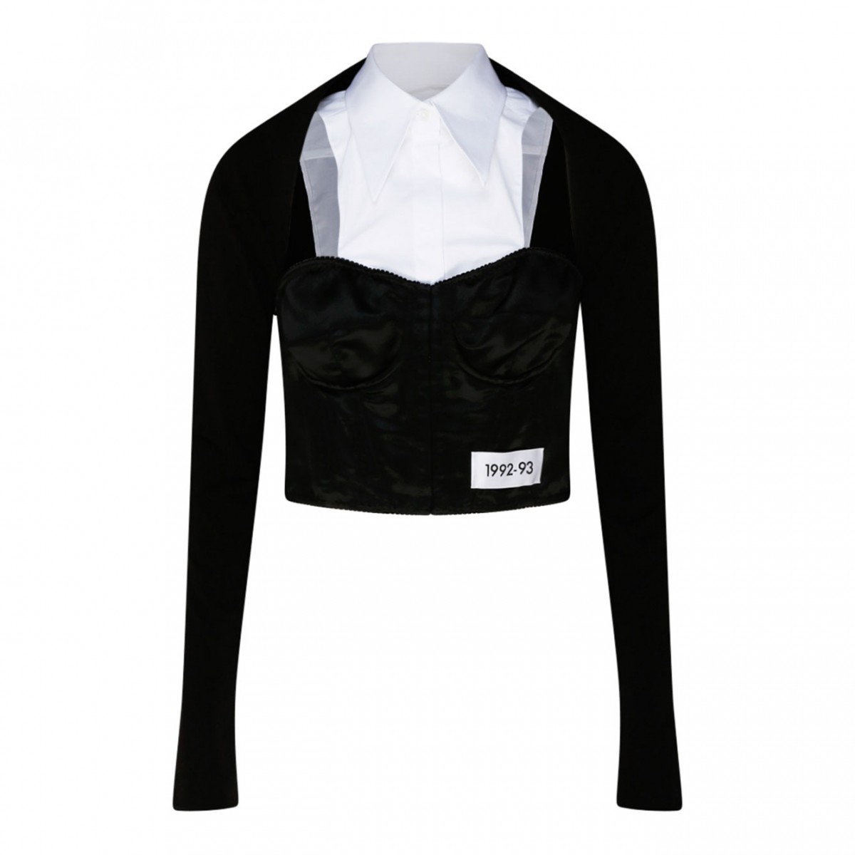 Black and White Cotton Bustier Shirt