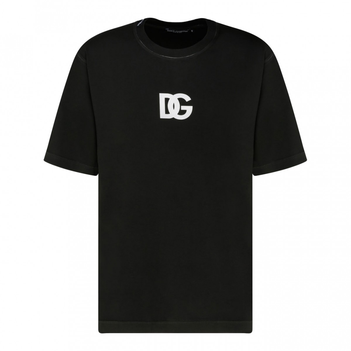 Black Cotton Logo Print T-Shirt