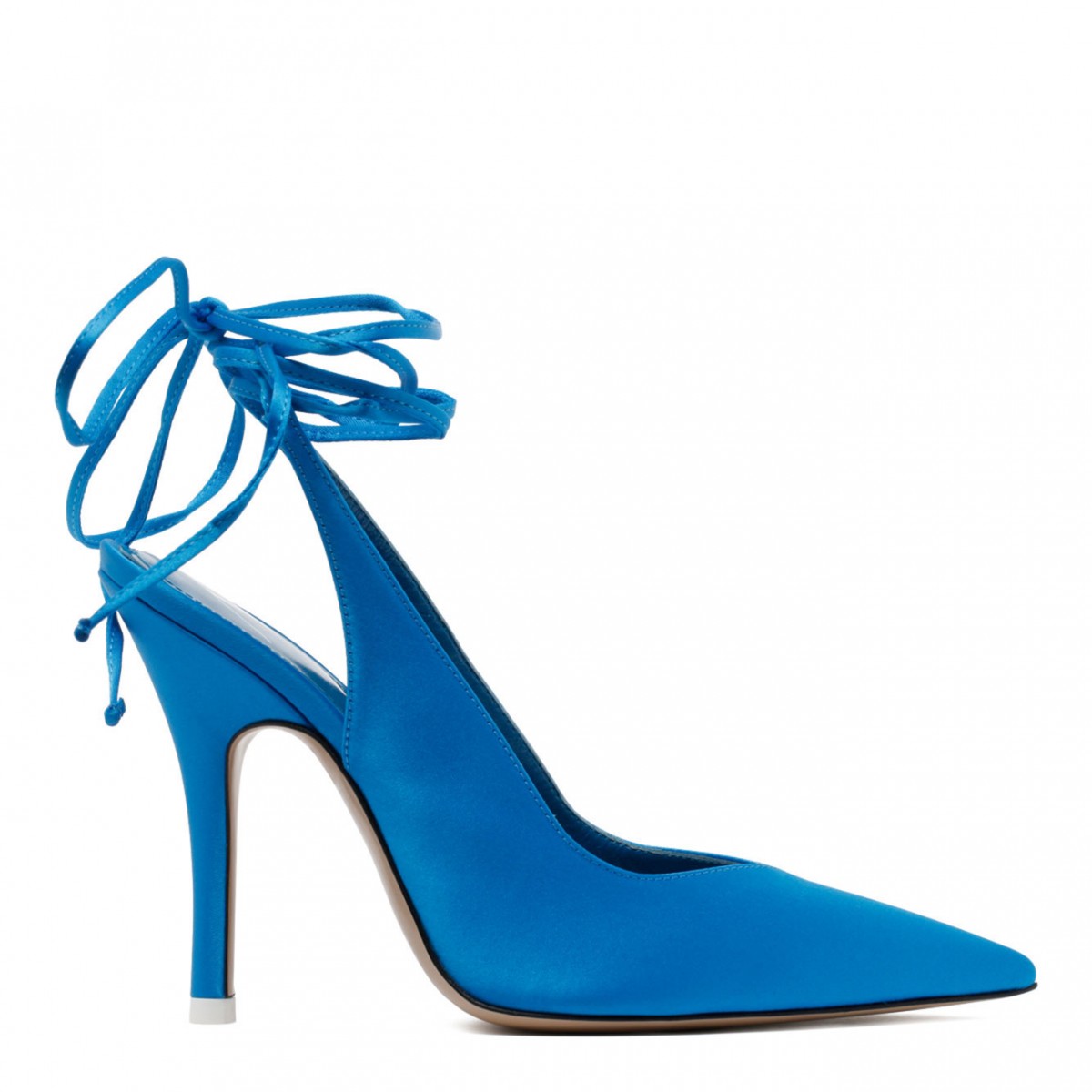 The Attico Turquoise Fabric and Leather Ankle Tied Pumps