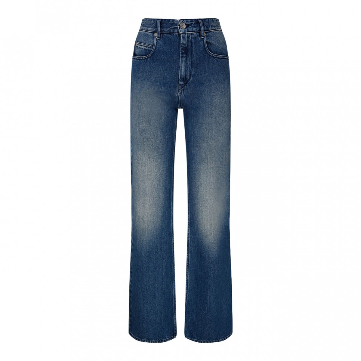 Marant Etoile Blue Cotton High Rise Flared Jeans