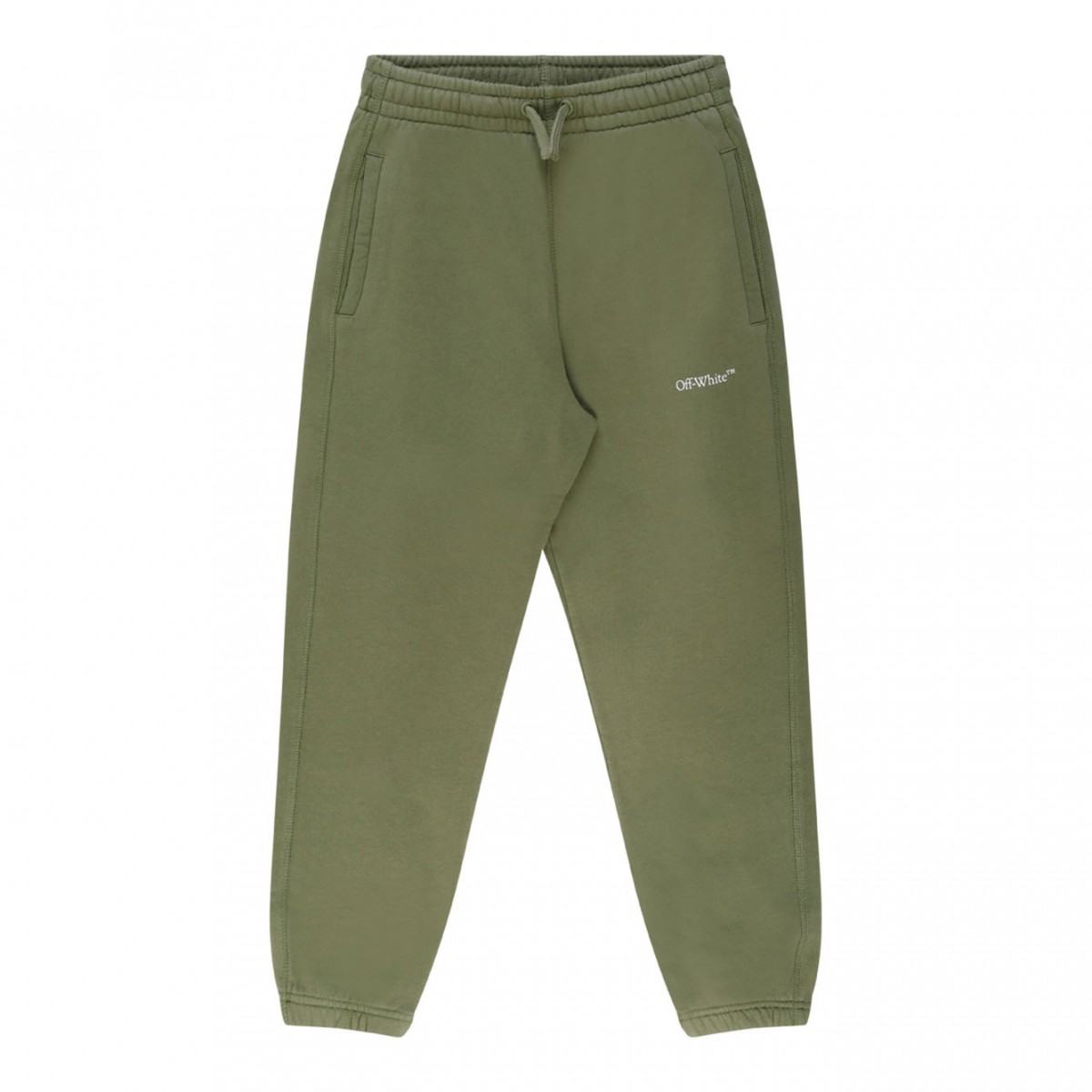 Military Green and White Cotton Bookish Track Pants