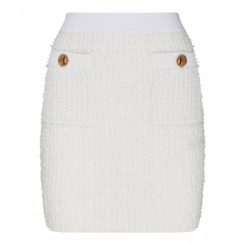 White Frayed High Waist Skirt