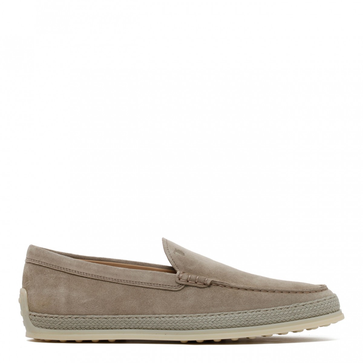 Tod's Beige Leather Suede Espadrille Loafers
