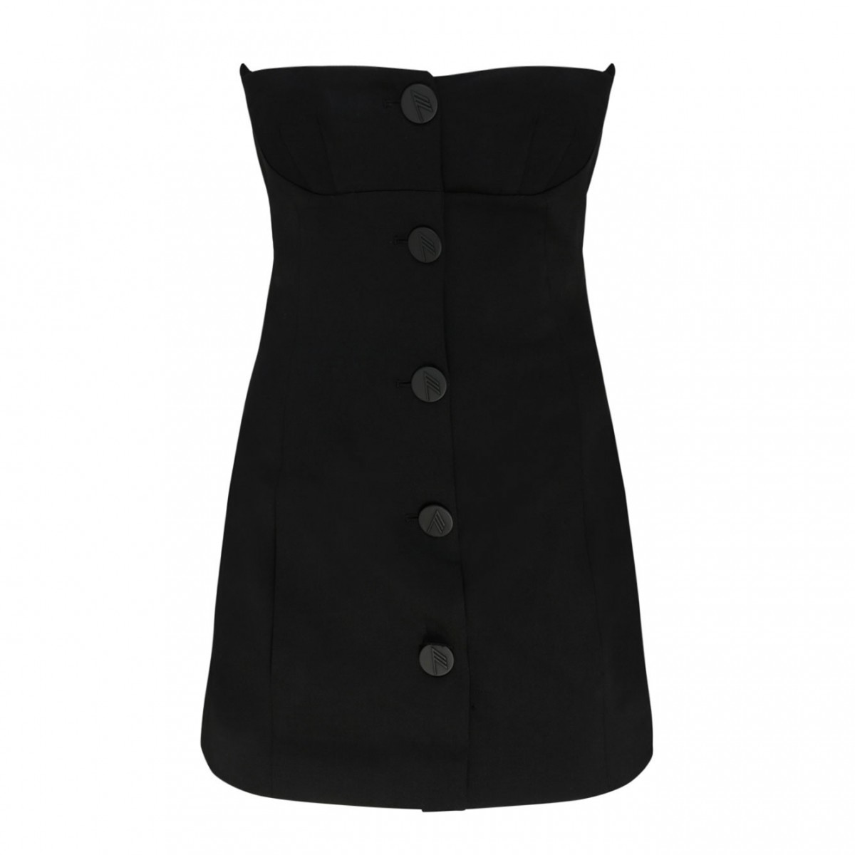 Black Asymmetric Buttoned Mini Dress