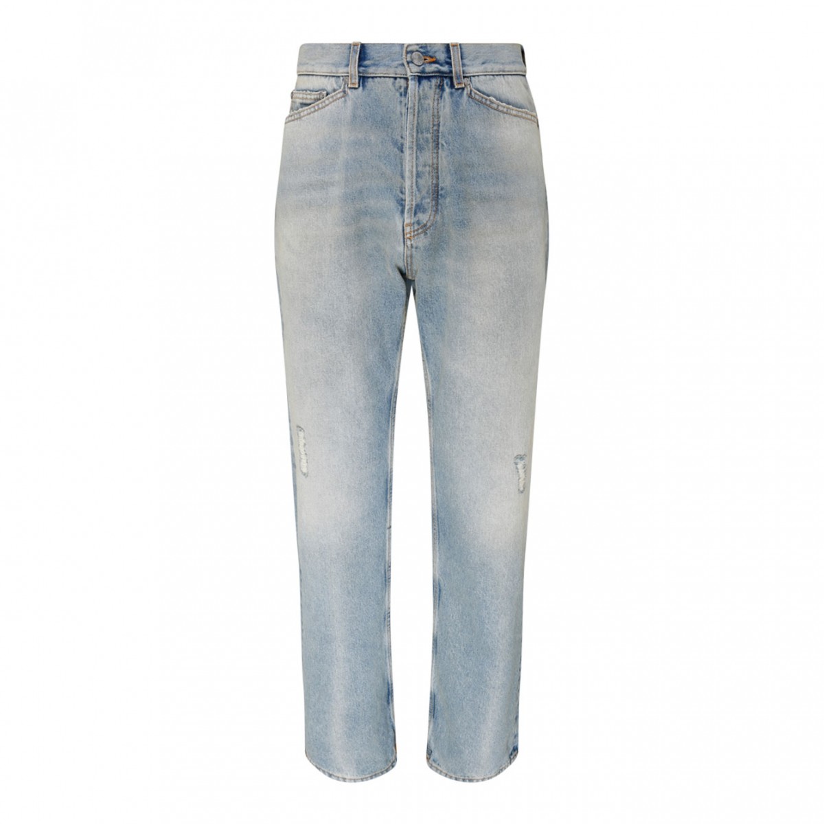 Light Blue Cotton Distressed Denim Jeans