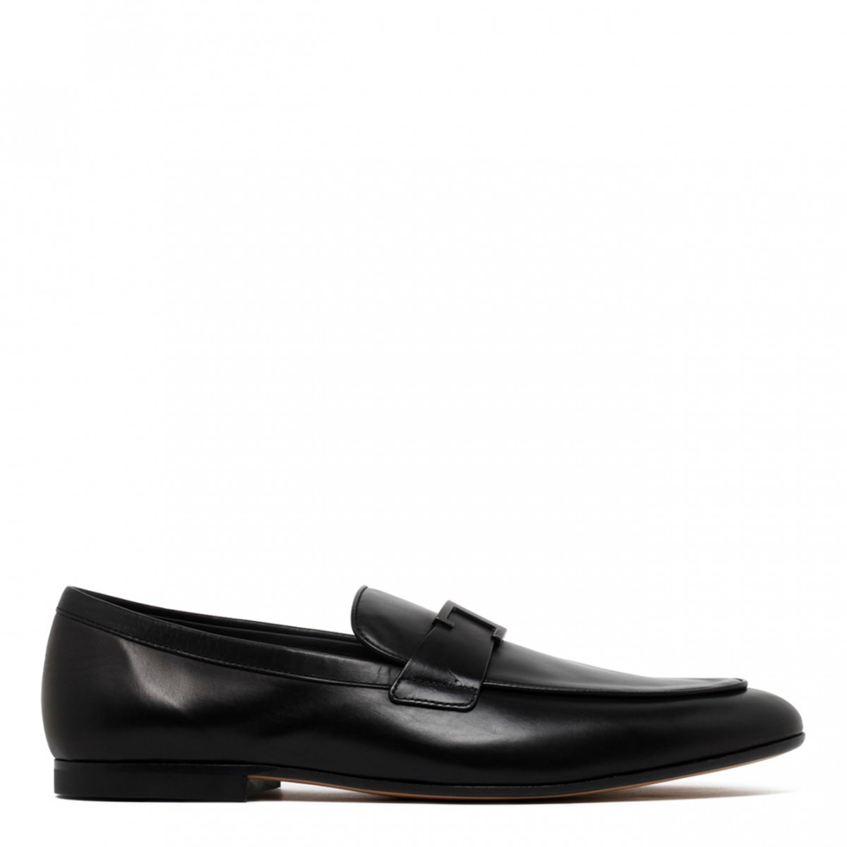 Tod's Black Leather Logo Plaque Loafers