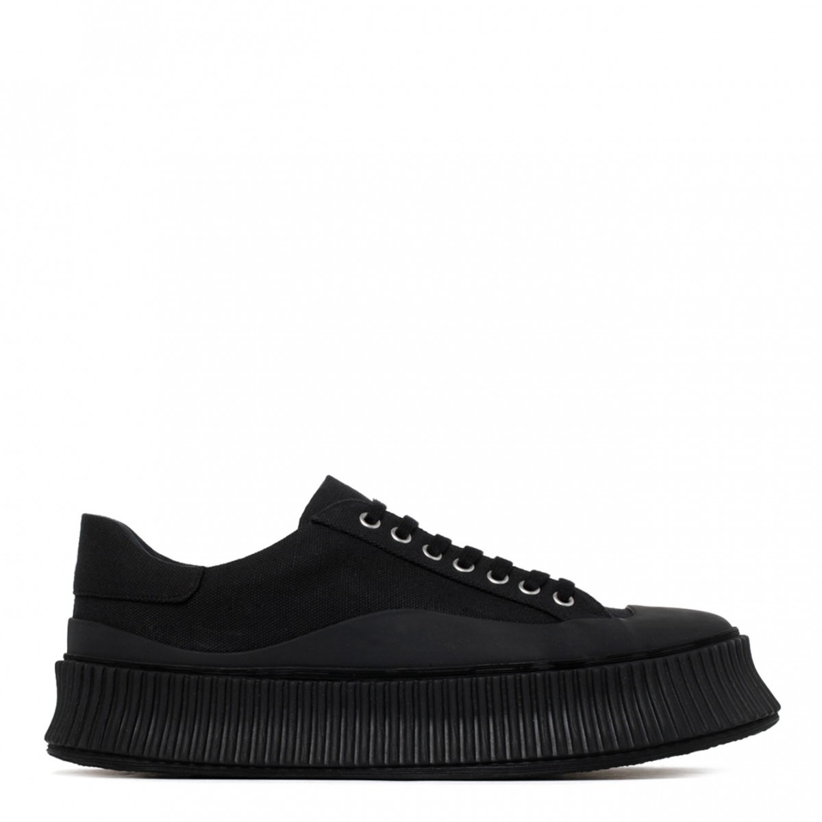Black Calf Leather Big Sole Chunky Sneakers