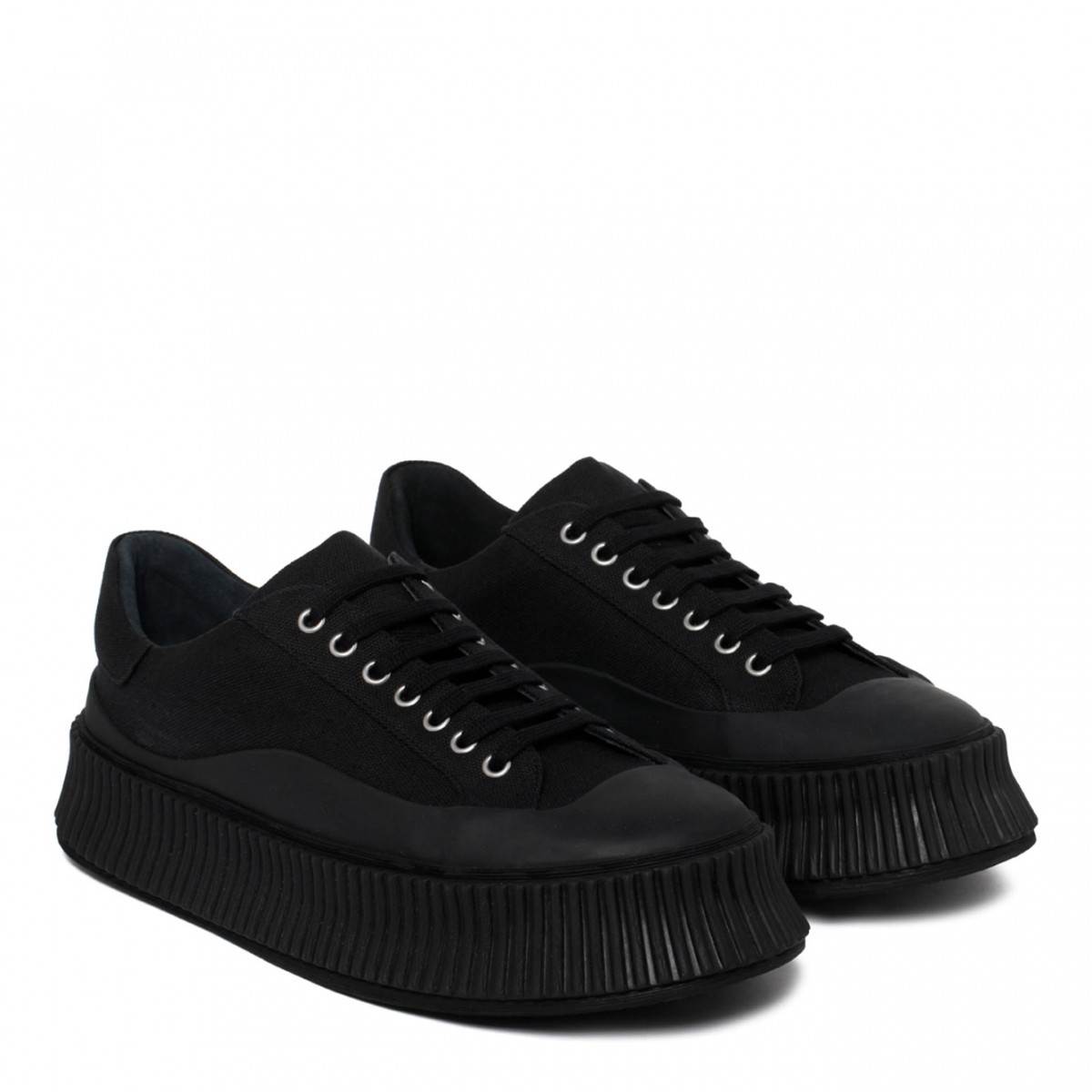 Black Calf Leather Big Sole Chunky Sneakers| COLOGNESE 1882