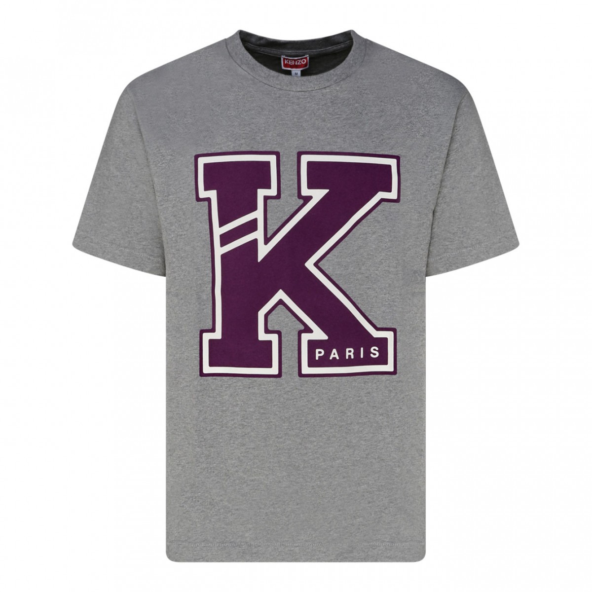 Kenzo Pearl Gray Cotton Logo Print Short Sleeve T Shirt
