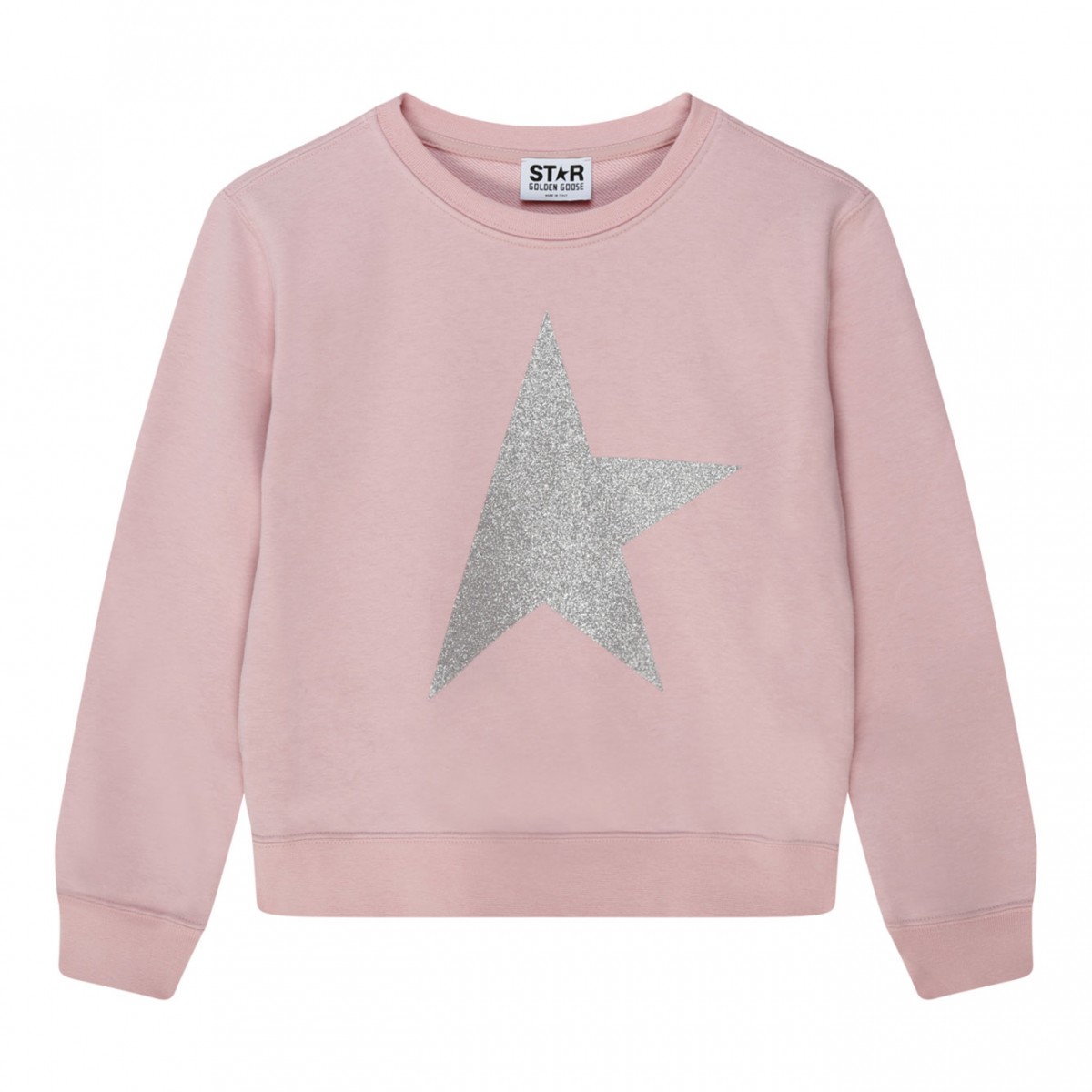 Pink Cotton Glitter Star Patch Sweatshirt
