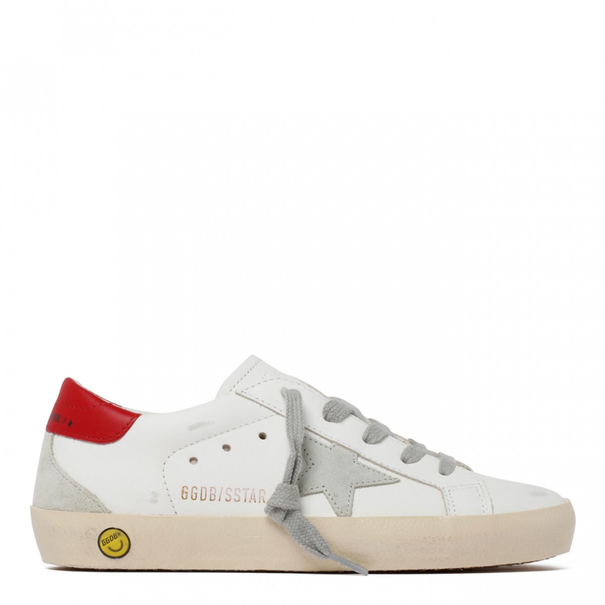 White and Red Calf Leather Superstar Sneakers