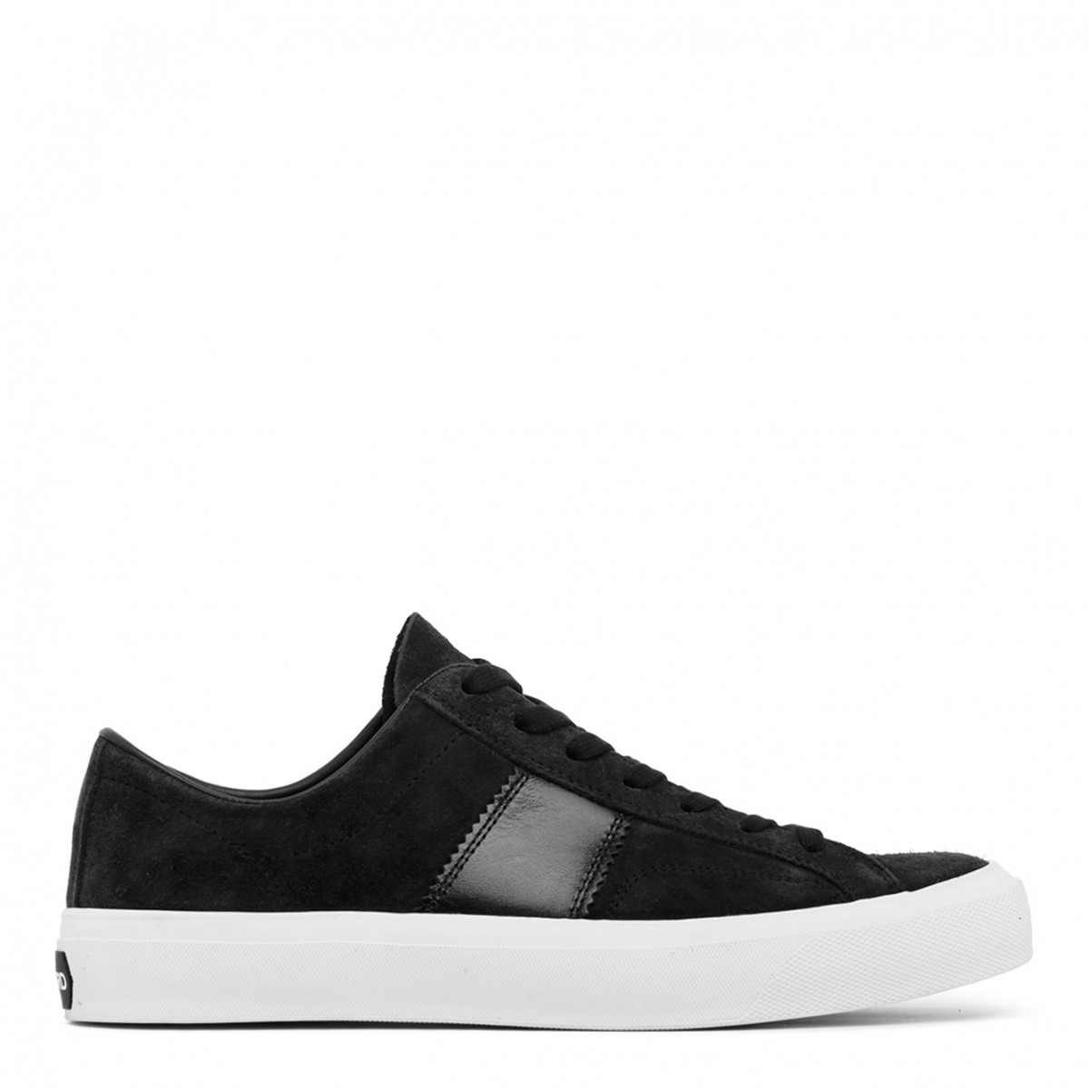 Tom Ford Black and Cream Calf Suede and Calf Leather Logo Patch Sneakers.