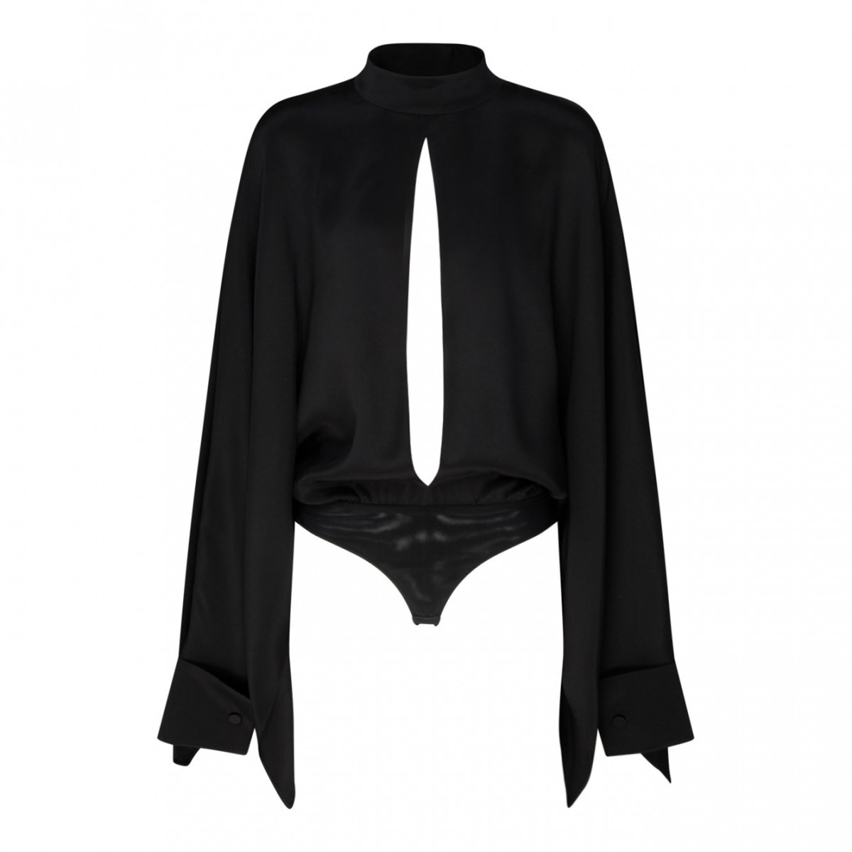 Black Silk Wide Sleeve Bodysuit