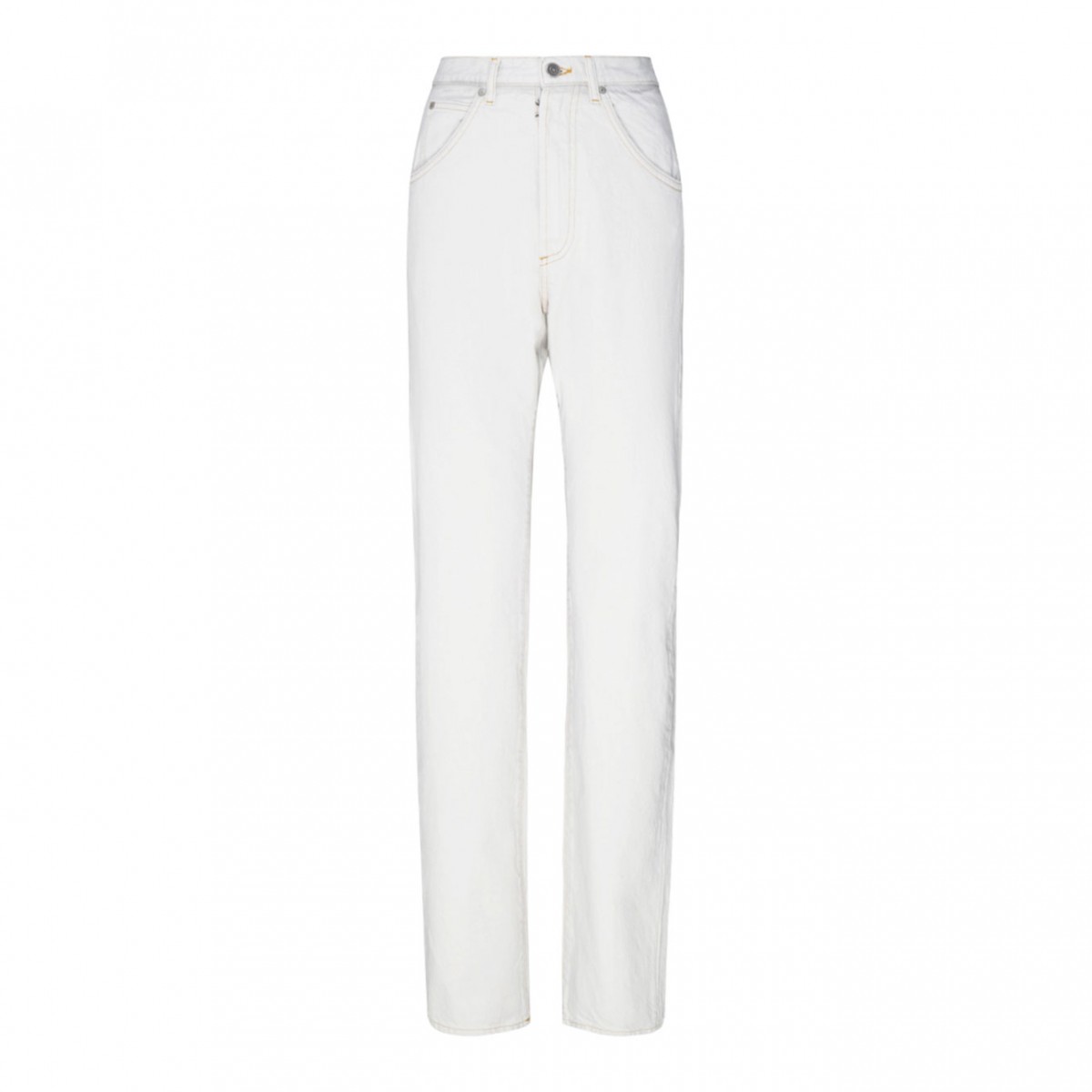 White Cotton High Waist Jeans