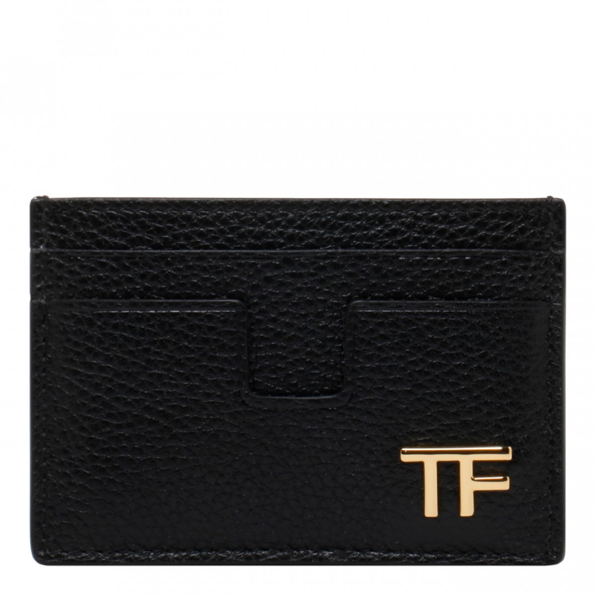 Tom Ford Black Leather Logo Plaque Cardholder