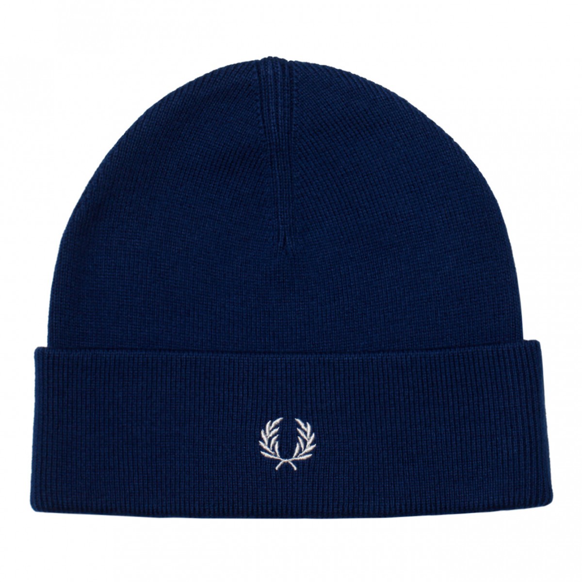 Navy Wool Logo Embroidered Knitted Beanie