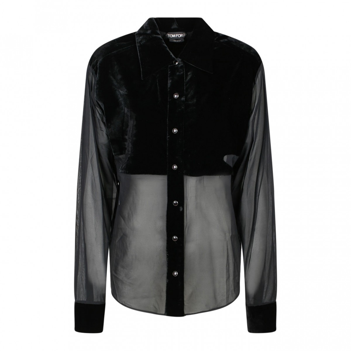 Tom Ford Black Silk Panelled Buttoned Shirt